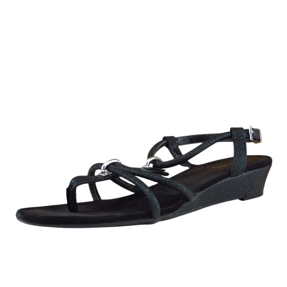 Alfani Size 6.5 M‎ Black Gladiator Synthetic Women Sandal Shoes